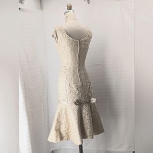 Sandra Sage 50s pin up dress gold metallic and cream lace, Vavoom!
